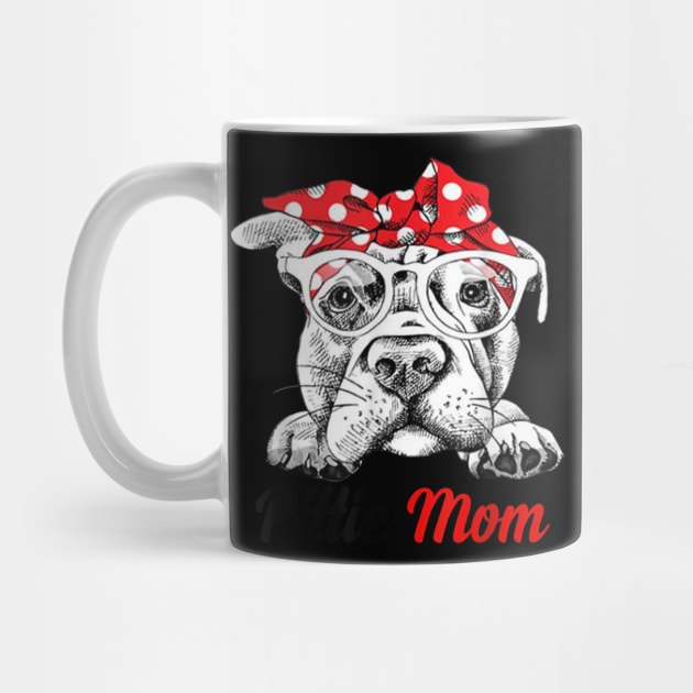 Pittie Mom With Red Bandana Headband Dog Mom Mothers Day by elmiragokoryan